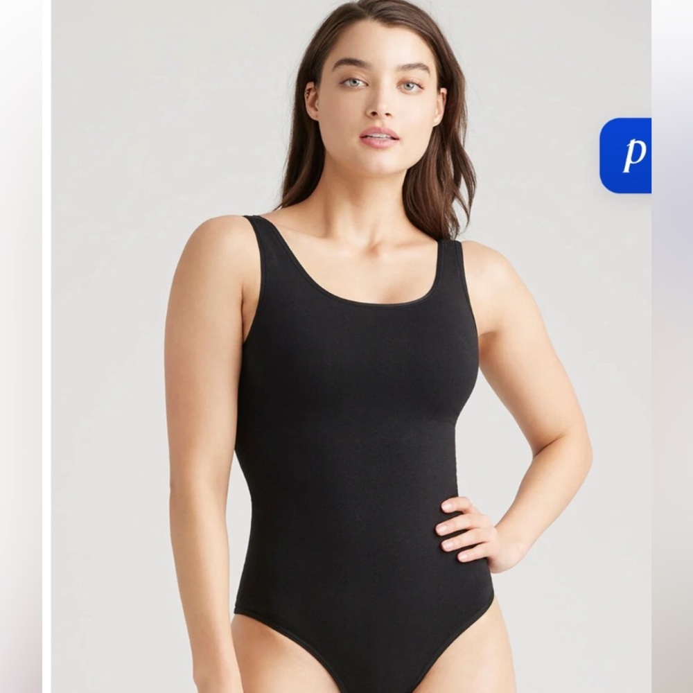 NWT HANRO black cotton shirt bodysuit size M